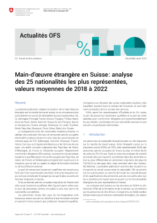 Main-d'oeuvre étrangère en Suisse: analyse des 25 nationalités les plus représentées, valeurs moyennes de 2018 à 2022