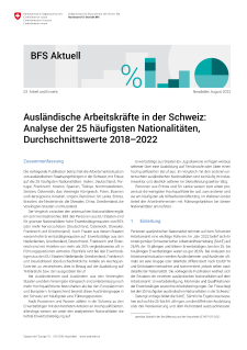 Ausländische Arbeitskräfte in der Schweiz: Analyse der 25 häufigsten Nationalitäten, Durchschnittswerte 2018-2022