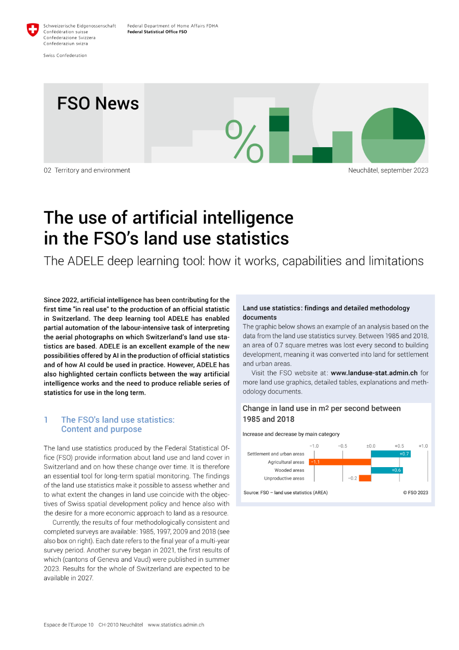 The use of artificial intelligence in the FSO's land use statistics