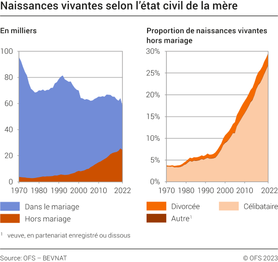 Naissances vivantes selon l'état civil de la mère
