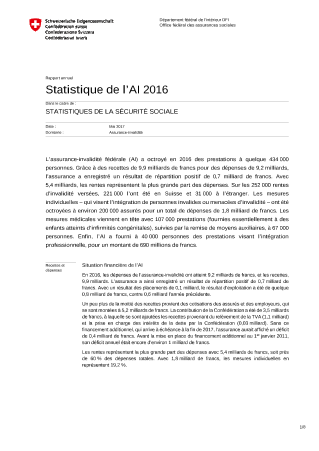 Statistique de l'AI 2016