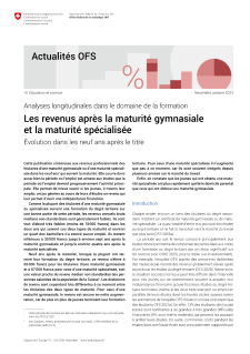 Les revenus après la maturité gymnasiale et la maturité spécialisée