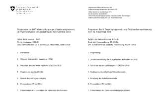 Programme de la 8e séance du groupe d'accompagnement de l'harmonisation des registres du 25 novembre 2010