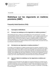 Statistique sur les négociants en matières premières (NMP) - Frequently asked questions