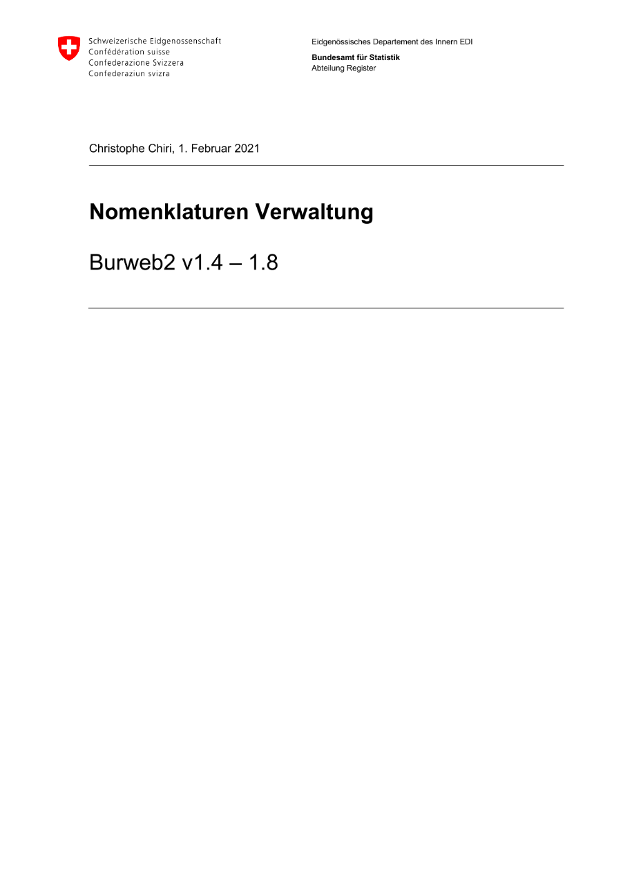 BurWeb - Verwaltung der Nomenklaturen