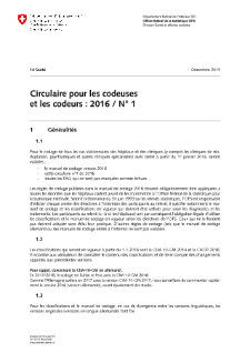 OFS Santé - Circulaire pour les codeuses et les codeurs 2016 Nr 1