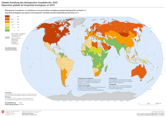Globale Verteilung des ökologischen Fussabdrucks