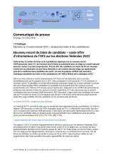 Nouveau record de listes de candidats - vaste offre d'informations de l'OFS sur les élections fédérales 2023