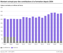 Montant octroyé pour des contributions à la formation depuis 2004