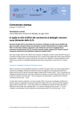 In luglio le cifre d'affari del commercio al dettaglio svizzero sono diminuite dello 0,2%