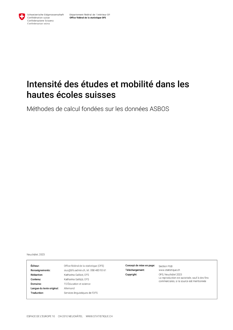 Intensité des études et mobilité dans les hautes écoles suisses
