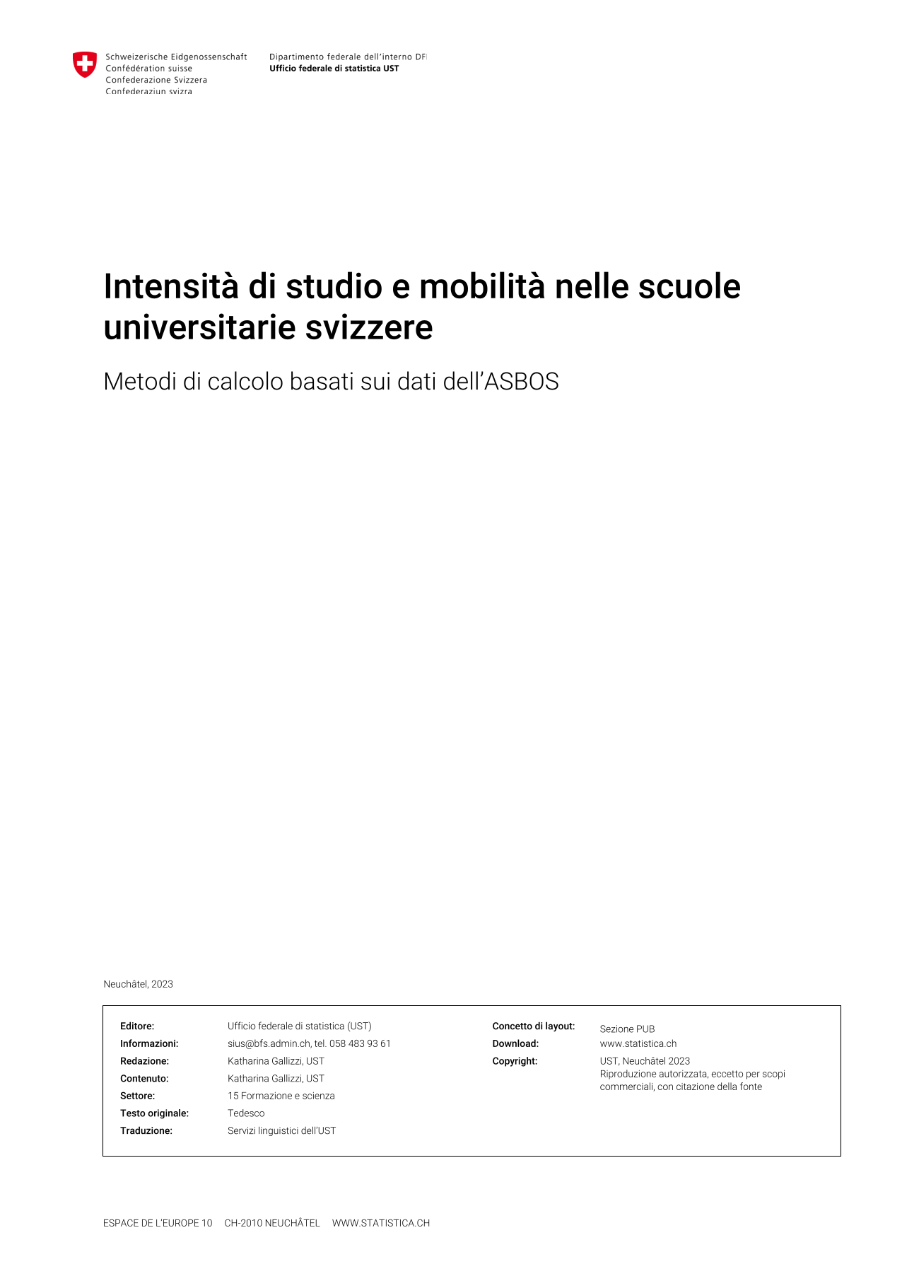 Intensità di studio e mobilità nelle scuole universitarie svizzere
