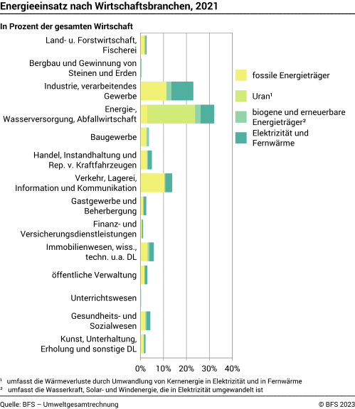 Energieeinsatz nach Wirtschaftsbranchen, 2021
