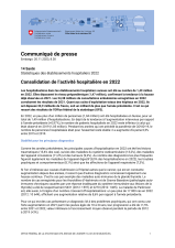 Consolidation de l'activité hospitalière en 2022