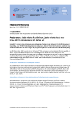 Arztpraxen: Jede vierte Ärztin bzw. jeder vierte Arzt war Ende 2021 mindestens 60 Jahre alt