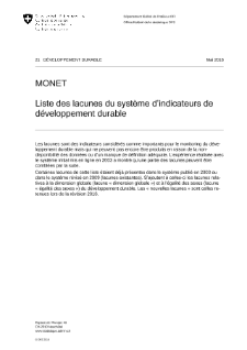 Liste des lacunes du système d'indicateurs de développement durable