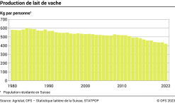 Production de lait de vache par personne