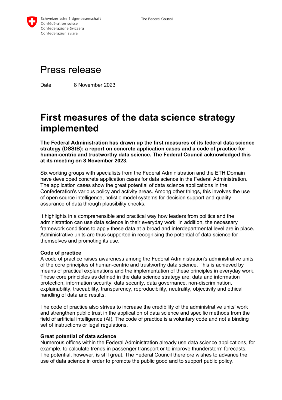 First measures of the data science strategy implemented