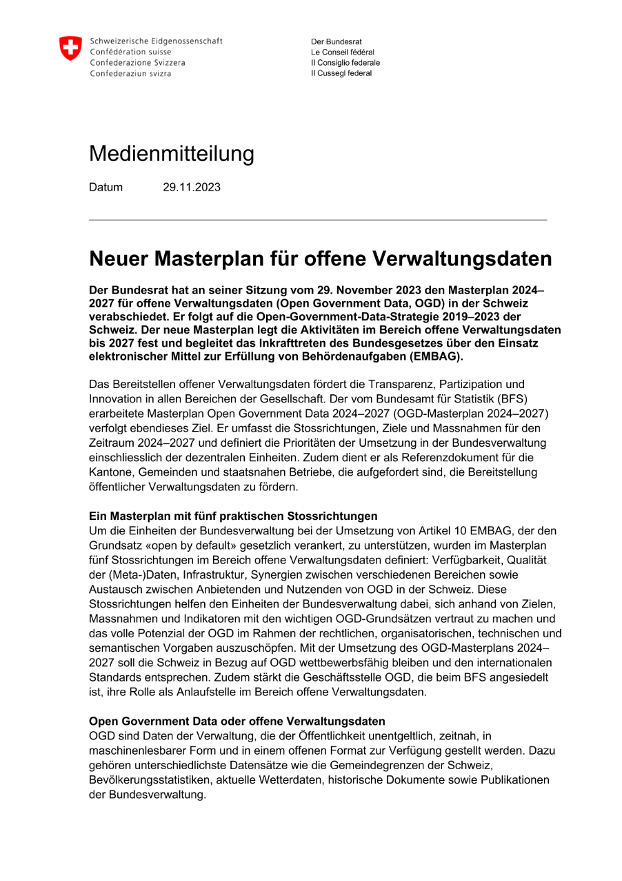 Neuer Masterplan für offene Verwaltungsdaten