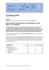 Indice dei prezzi alla produzione e all'importazione in calo dello 0,1% in settembre