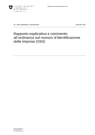 Rapporto esplicativo e commento all'ordinanza sul numero d'identificazione delle imprese (OIDI)