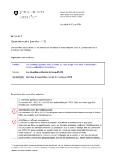Statistique des hôpitaux - Annexe I Questionnaire (version 1.2)