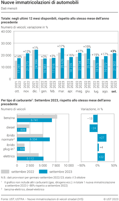 Nuove immatricolazioni di automobili - dati mensili
