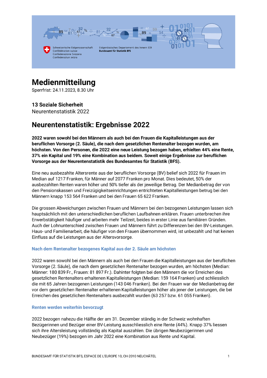 Neurentenstatistik: Ergebnisse 2022
