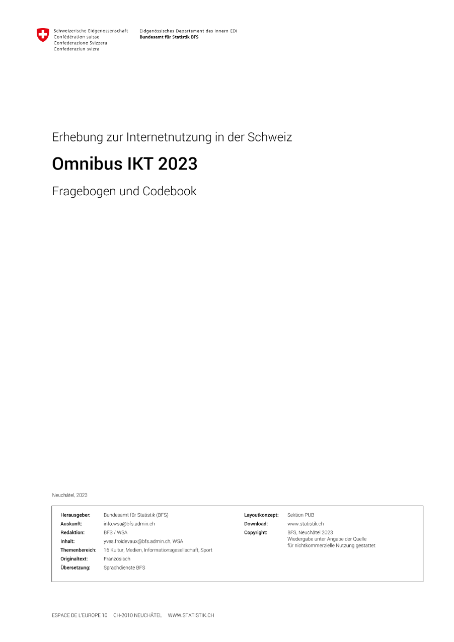 Erhebung zur Internetnutzung 2023- Fragebogen und Codebook