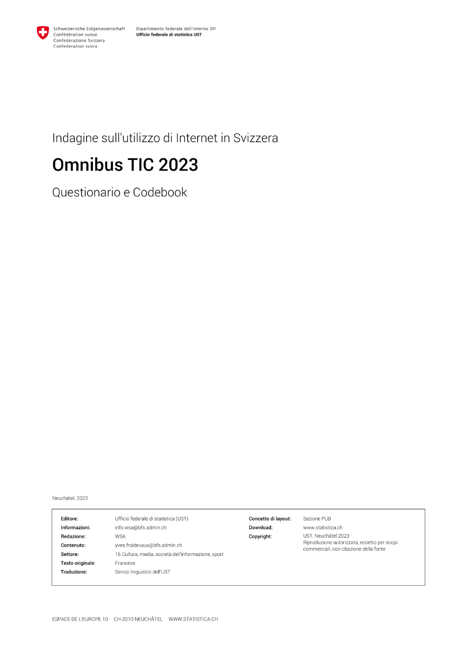 Indagine sull'utilizzo di Internet 2023 - Questionario e Codebook