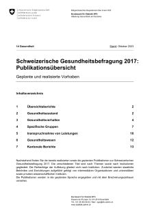 Schweizerische Gesundheitsbefragung 2017: Publikationsübersicht