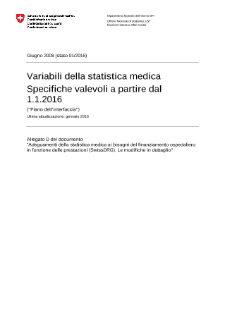 Statistica medica degli stabilimenti ospedalieri - Variabili della statistica medica Specifiche valevoli a partire dal 1.1.2016
