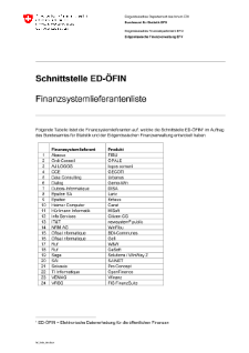 Projekt ED-ÖFIN: Finanzsystemlieferantenliste