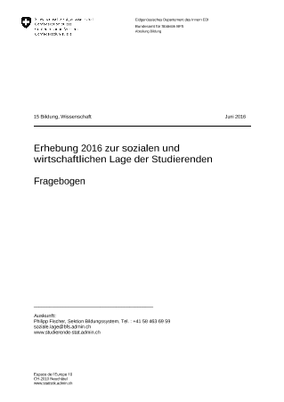 Fragebogen: Erhebung 2016 zur sozialen und wirtschaftlichen Lage der Studierenden