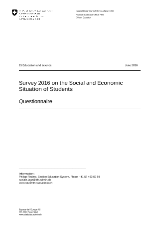 Questionnaire: Survey 2016 on the Social and Economic Situation of Students