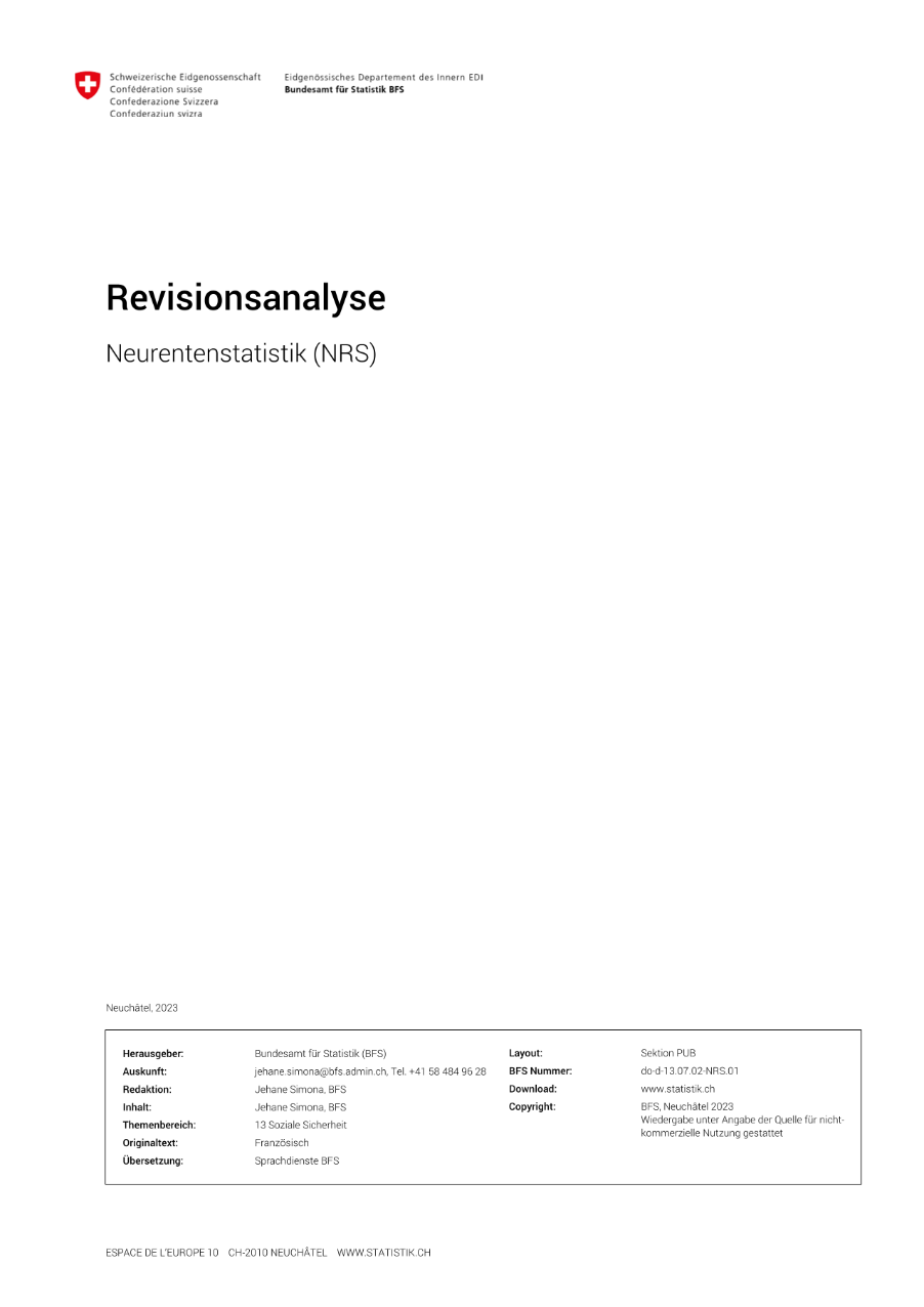 Neurentenstatistik (NRS) - Revisionsanalyse