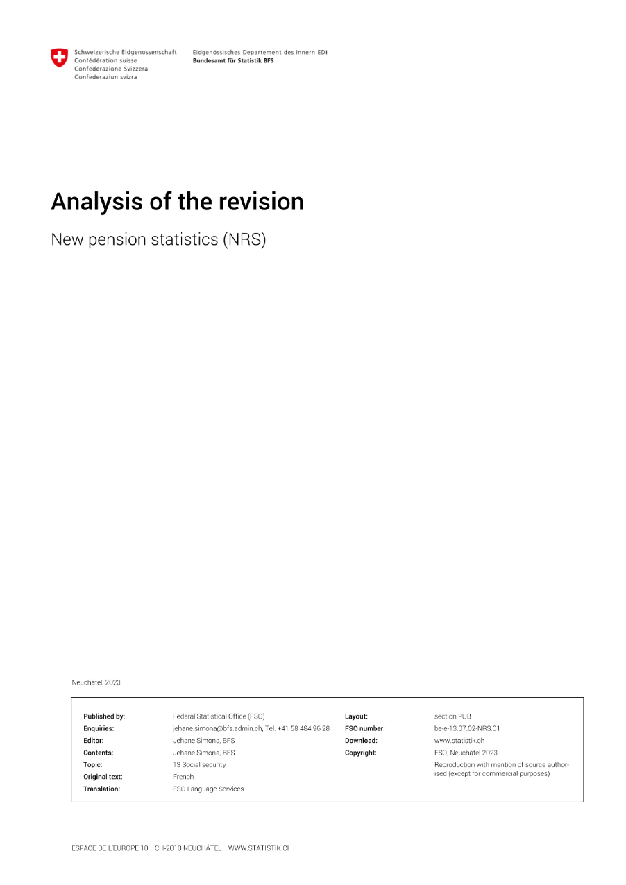 New pension statistics (NPS) - Analysis of the revision