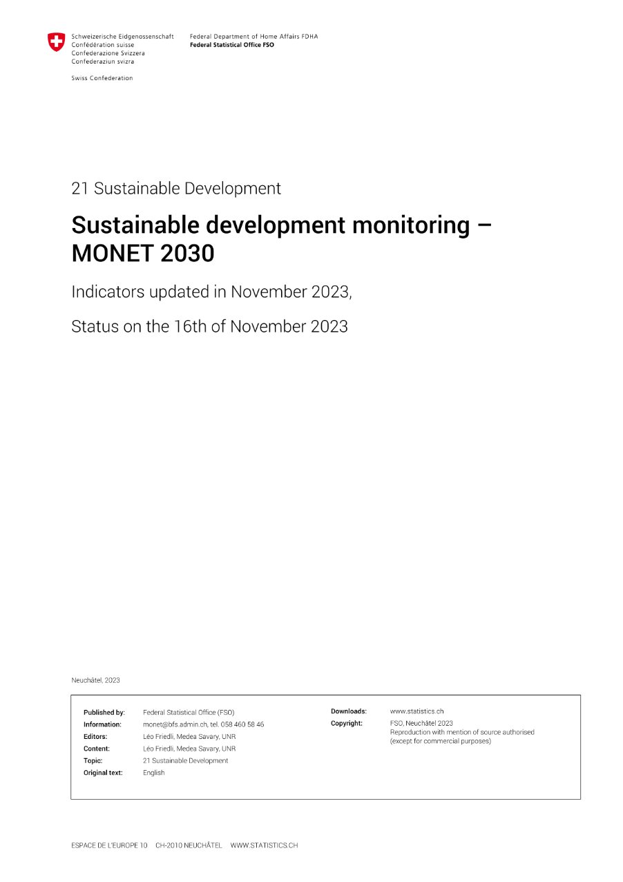 Update of the MONET indicator system monitoring sustainable development