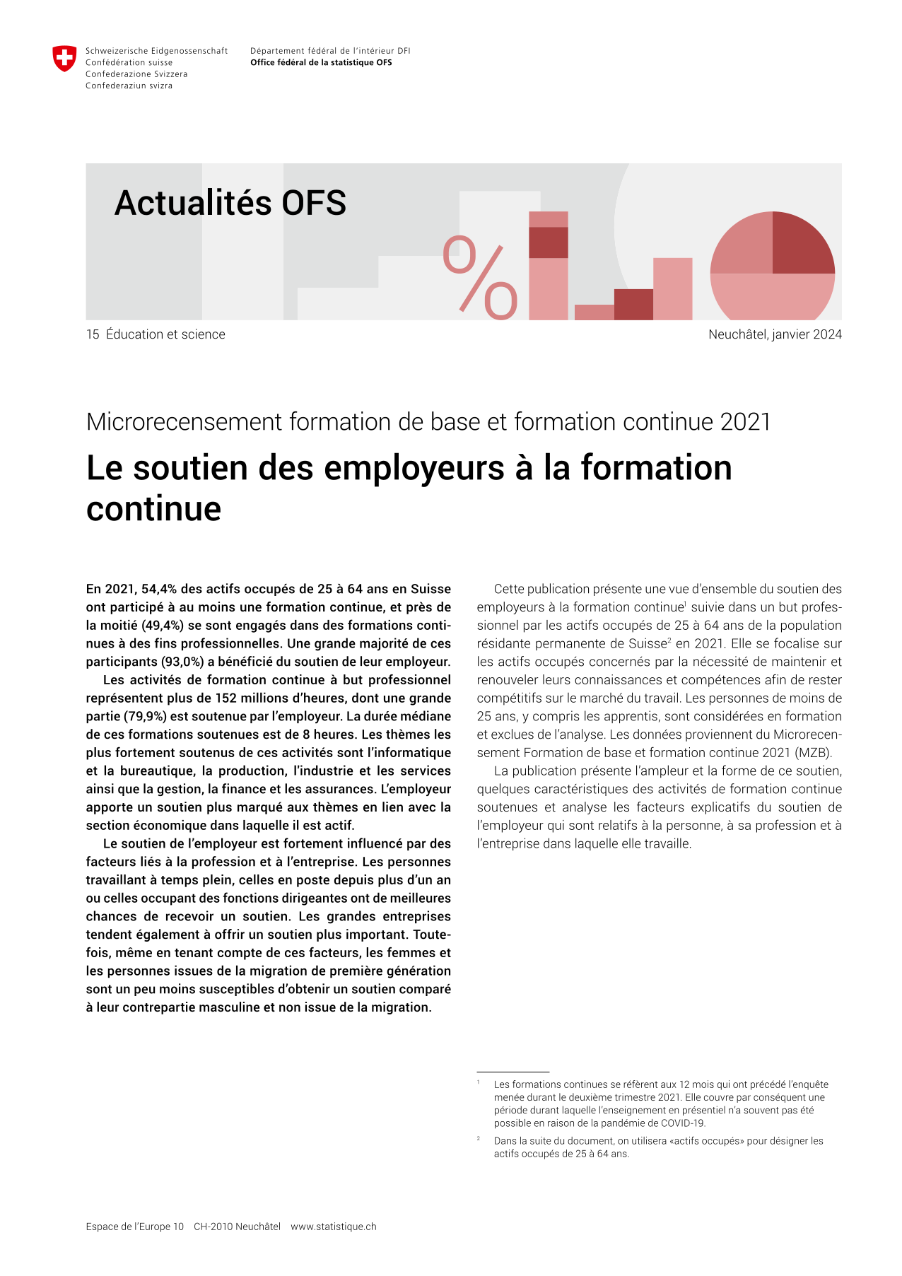 Le soutien des employeurs à la formation continue