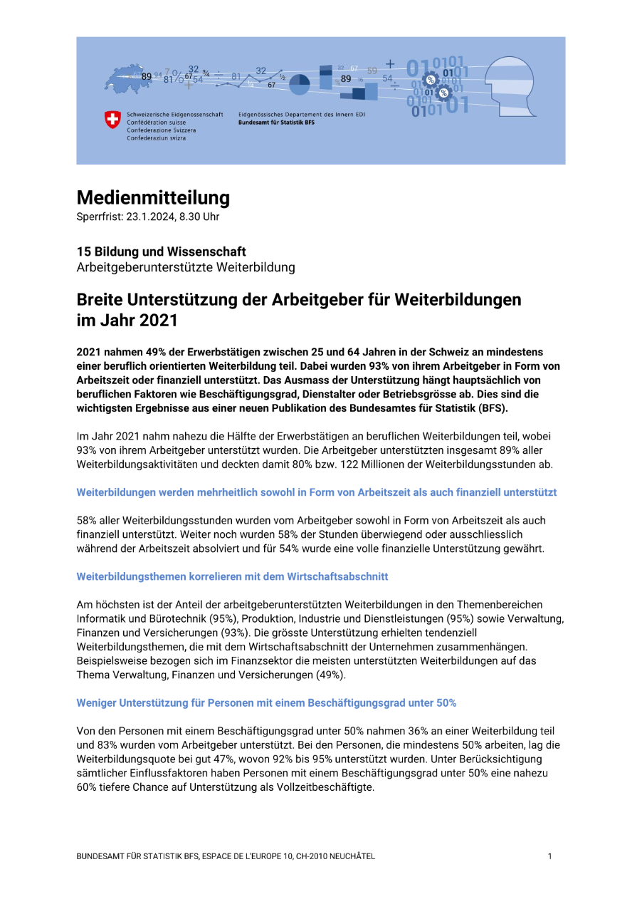 Breite Unterstützung der Arbeitgeber für Weiterbildungen im Jahr 2021