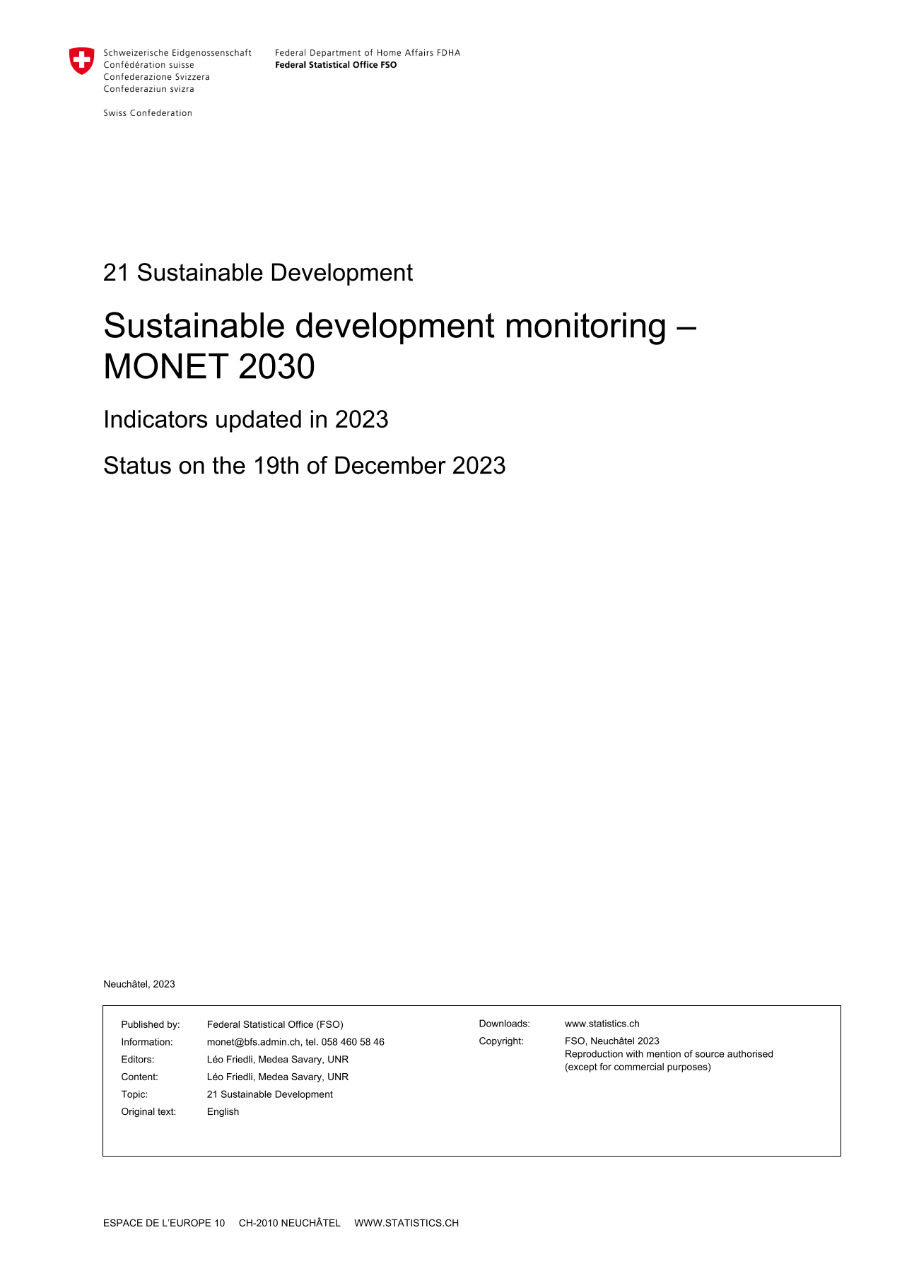 Update of the MONET indicator system monitoring sustainable development