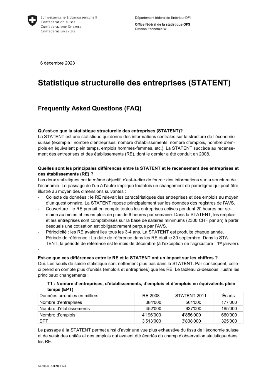 STATENT - Questions fréquentes (FAQ)