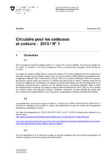 OFS Santé - Circulaire pour les codeuses et les codeurs 2013 Nr 1