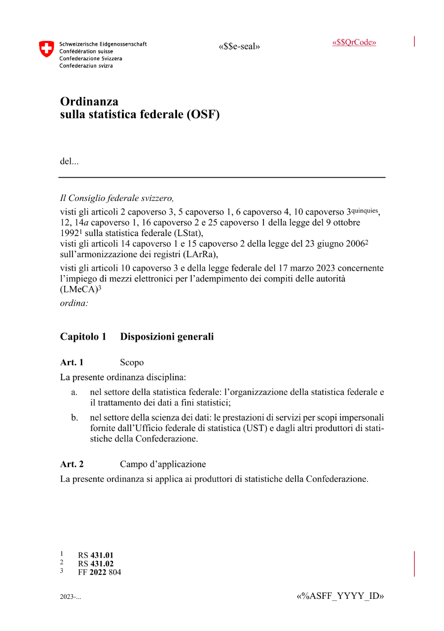 Ordinanza sulla statistica federale (OSF)