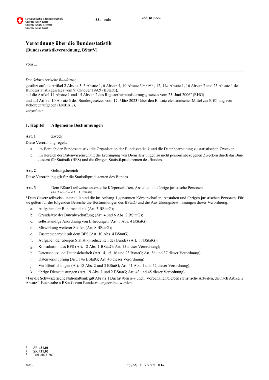Verordnung über die Bundesstatistik (Bundesstatistikverordnung, BStatV)