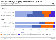 Trips with overnight stays by accommodation type, 2022