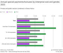 Annual special payments/bonuses by enterprise size and gender, 2022