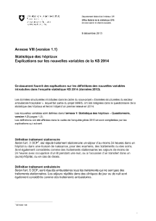 Statistique des hôpitaux - Annexe VIII Explications sur les nouvelles variables KS 2014 (version 1.1)