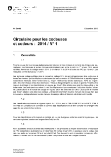 OFS Santé - Circulaire pour les codeuses et les codeurs 2014 Nr 1