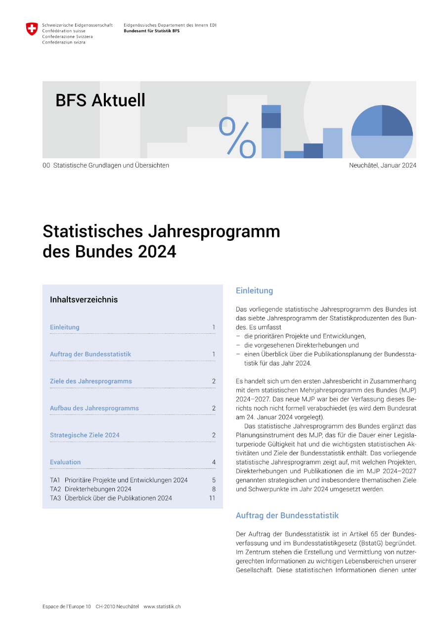 Statistisches Jahresprogramm des Bundes 2024